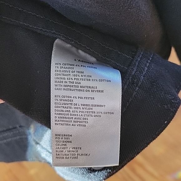 L'AGENCE Celine denim jacket. XS. Black. - Picture 7 of 8